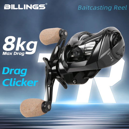 BILLINGS Baitcasting Fishing Reel 8KG Max Drag 7.3:1 High Speed Gear Ratio Magnetic Brake System Smooth Casting Freshwater Saltwater Bait Caster Reel