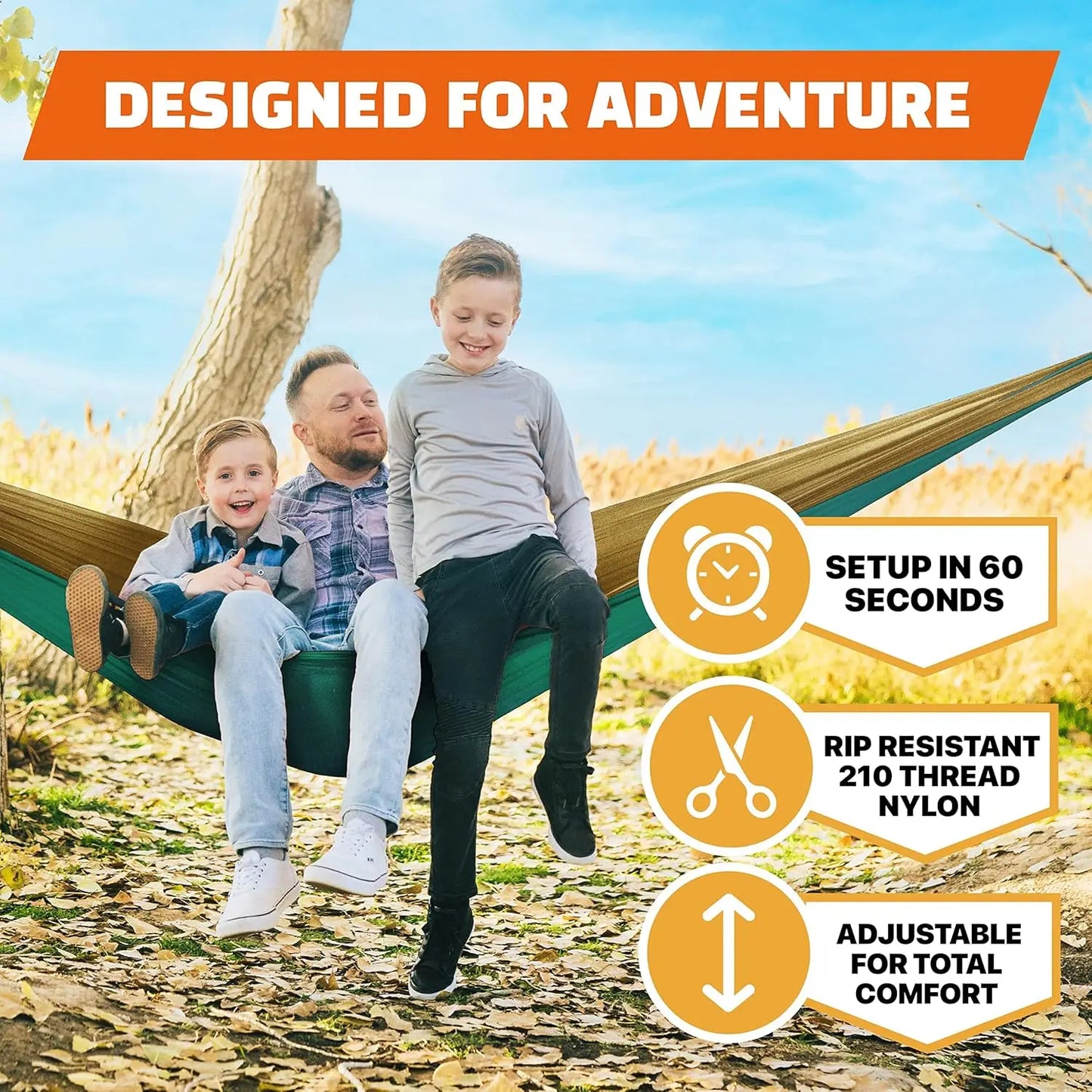 Camping Hammock for Adults & Kids - Portable Hammocks for Outside - Hamacas para Adultos Outdoor Single & Double Two 2 Person Ha