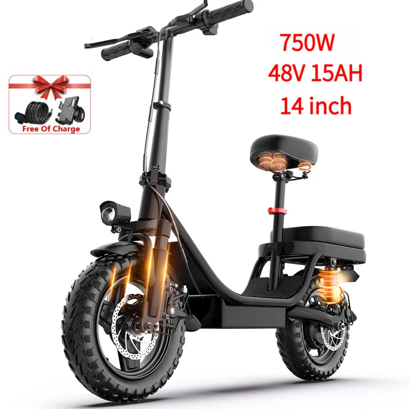 Factory Original 750W 14 Inch Electric Bike,UL2849 Safe Adjustable Seat Front Brake,Adult Urban Ebike US Local Fast Shipping