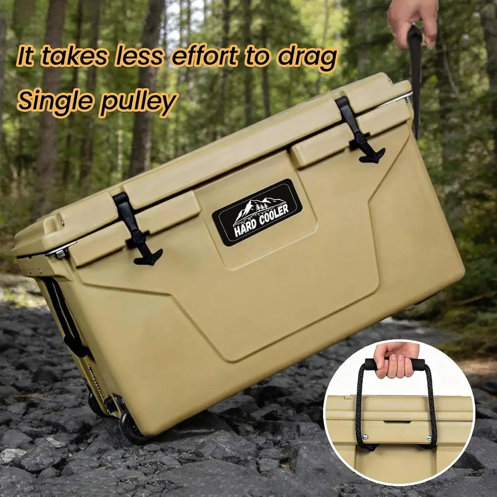 110 Quart Heavy-Duty Khaki Insulated Cooler for Camping, Fishing, and Outdoor Adventures