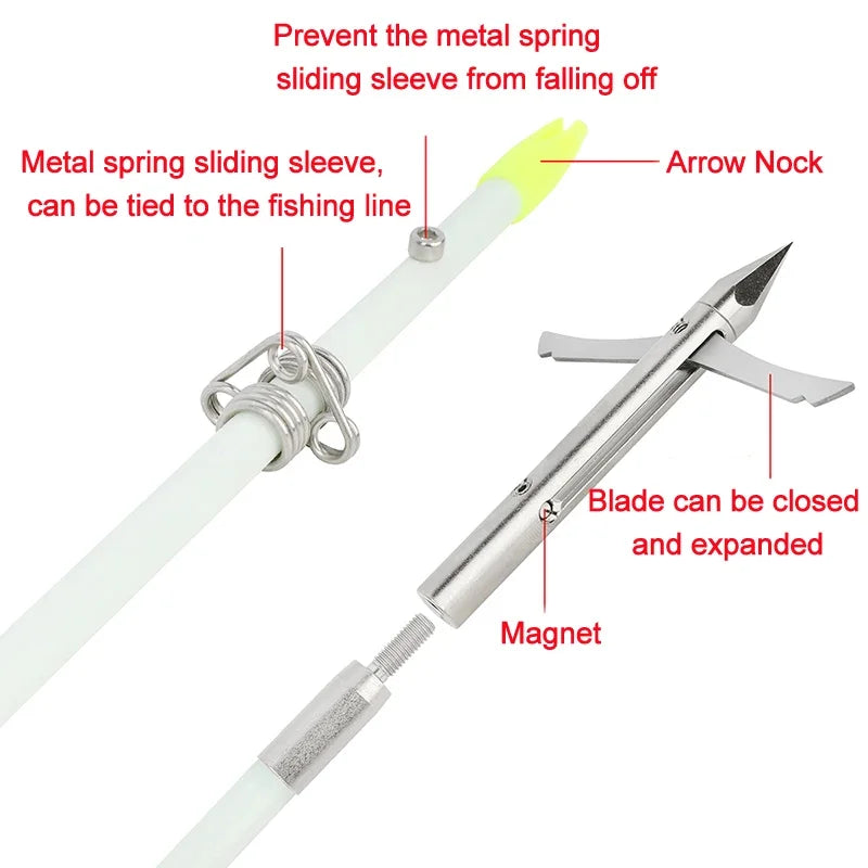 12pcs Fiberglass Fishing Arrows Archery Hunting Arrow 8mm Solid Arrow Shaft 37.8 Inch Fishing Shooting Outdoor Sports