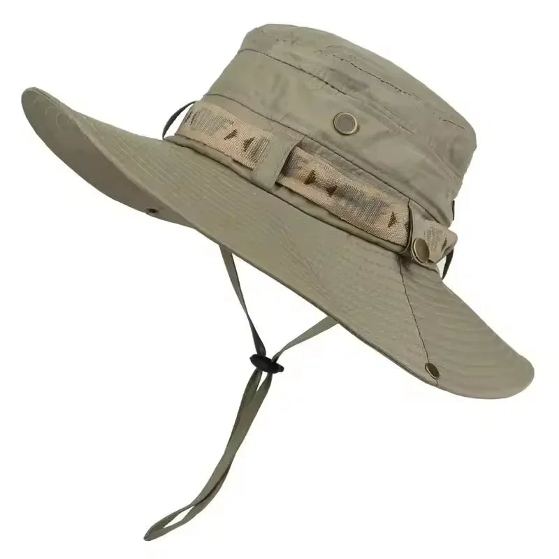 Bucket Fisherman Hat Unisex Men Women Panama Mesh Fabric UV Protection Wide Brim Safari One Size Hunting Fishing Beach