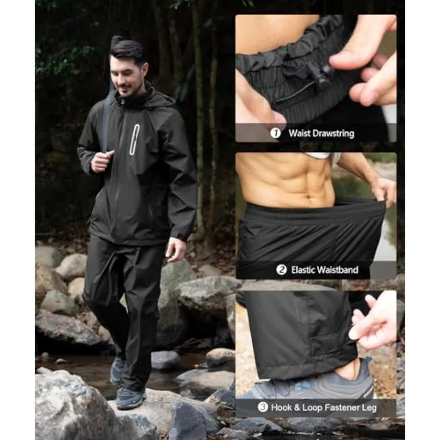 Men's Waterproof Golf Rain Suit Rain Gear Jacket and Pants Lightweight for Golf Fishing Big and Tall S-5XL