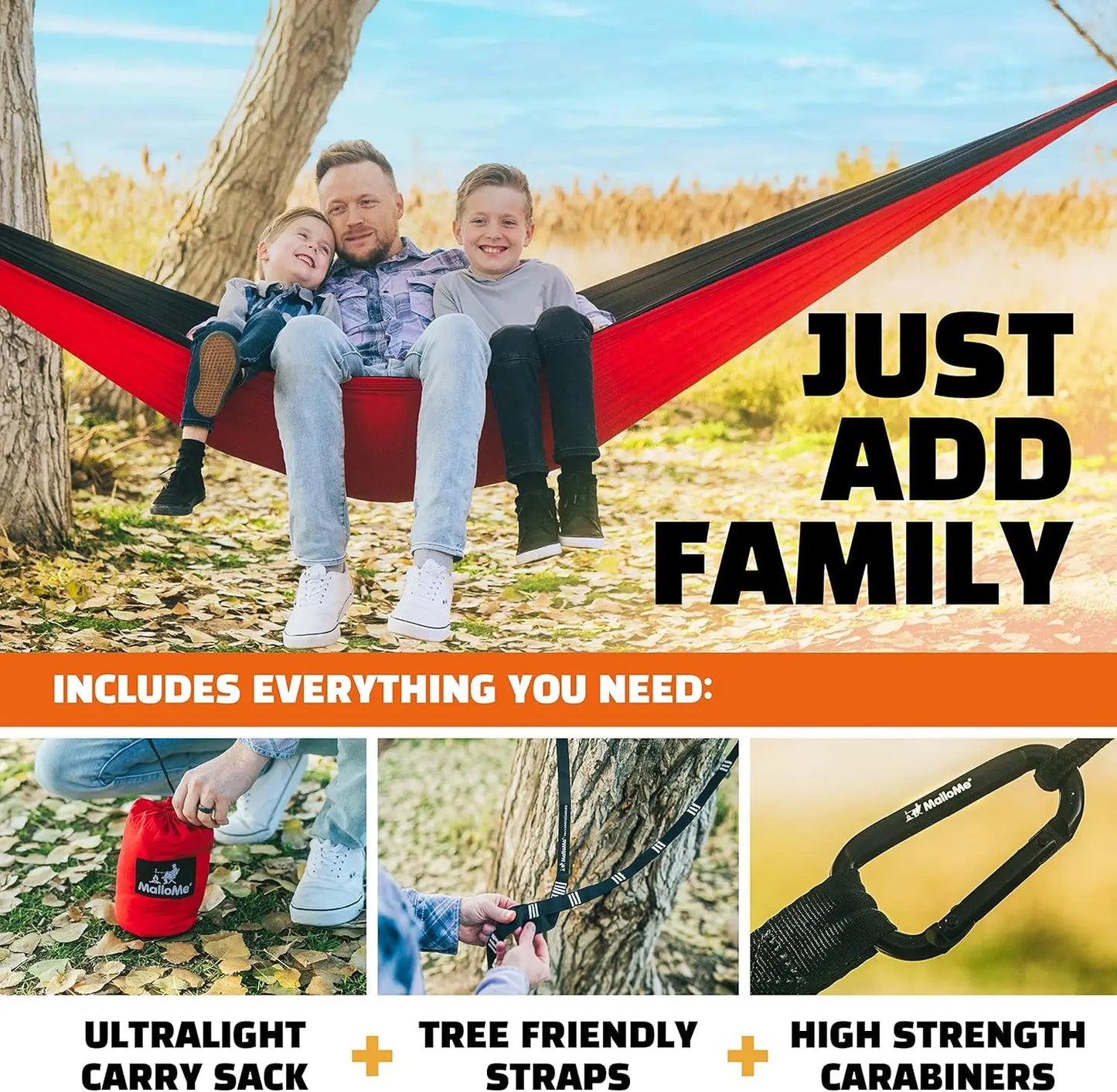 Camping Hammock for Adults & Kids - Portable Hammocks for Outside - Hamacas para Adultos Outdoor Single & Double Two 2 Person Ha