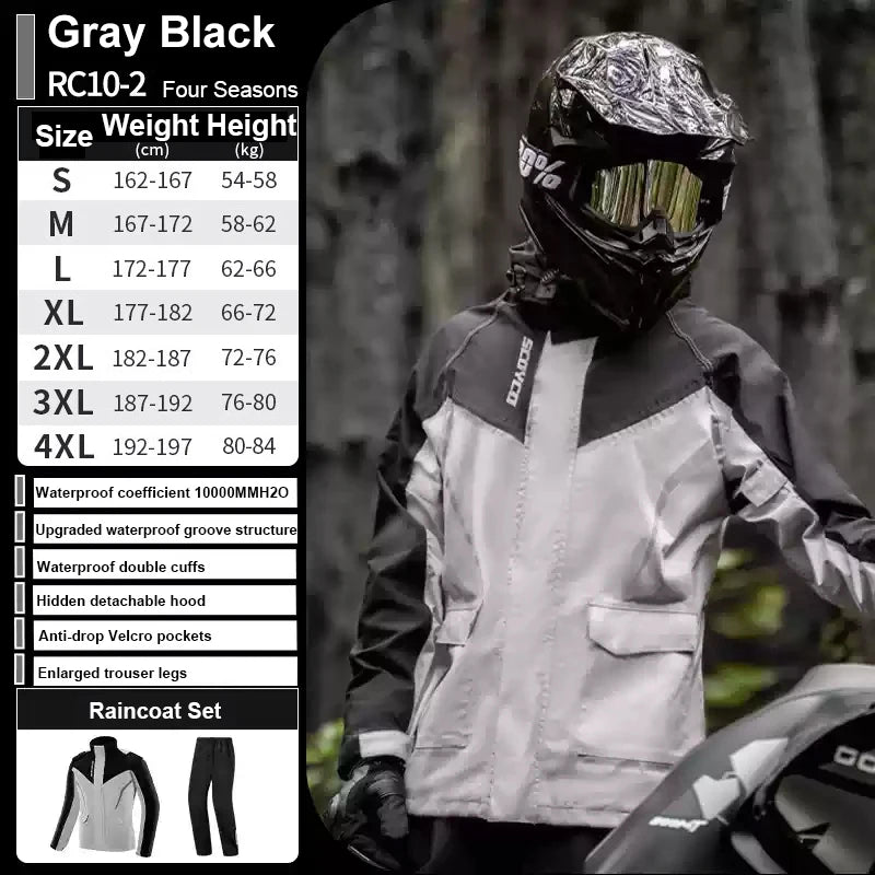 SCOYCO Motorcycle Raincoat Suit Men Rainstorm Prevention Split Rain Jacket Pants Camping Hiking Fishing Motorbike Rider Raincoat