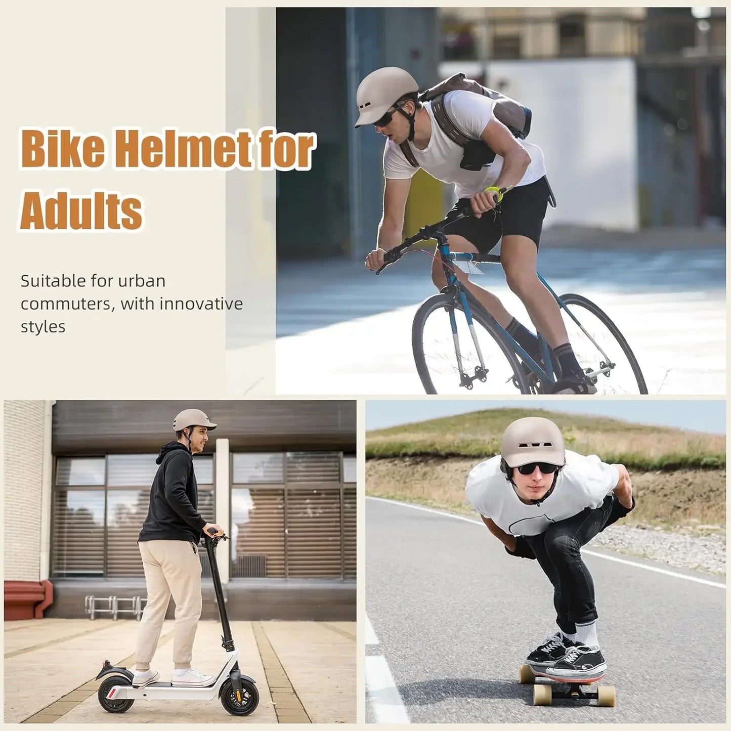 Bike Helmet, Motorcycle Helmet Man, Mountain Bikes - Men Women Adult Baseball Cap Style Lightweight Adjustable Cycling Helmet for Road Biking, Urban Commuter, Mountain Trails, Also Suitable for Motorcycle Riding (CPSC Certifi