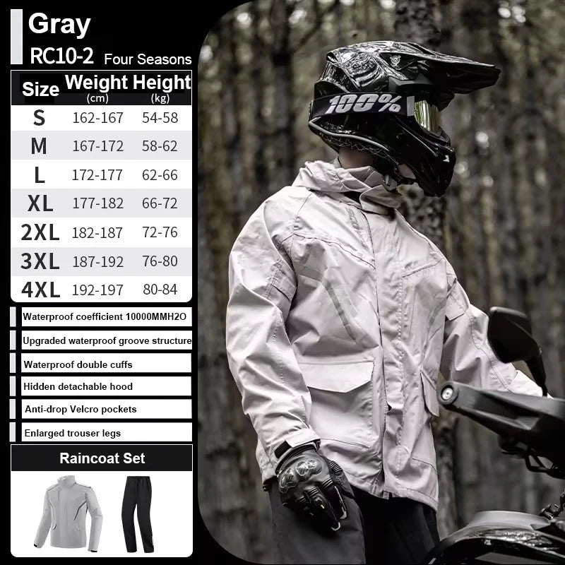 SCOYCO Motorcycle Raincoat Suit Men Rainstorm Prevention Split Rain Jacket Pants Camping Hiking Fishing Motorbike Rider Raincoat