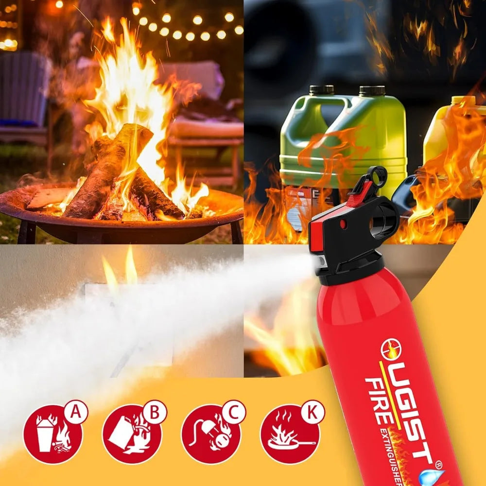 Portable Fire Extinguisher 6-Pack, 21oz Each, Water-Based for Home Kitchen Car Camping, Quick Response, No Residue