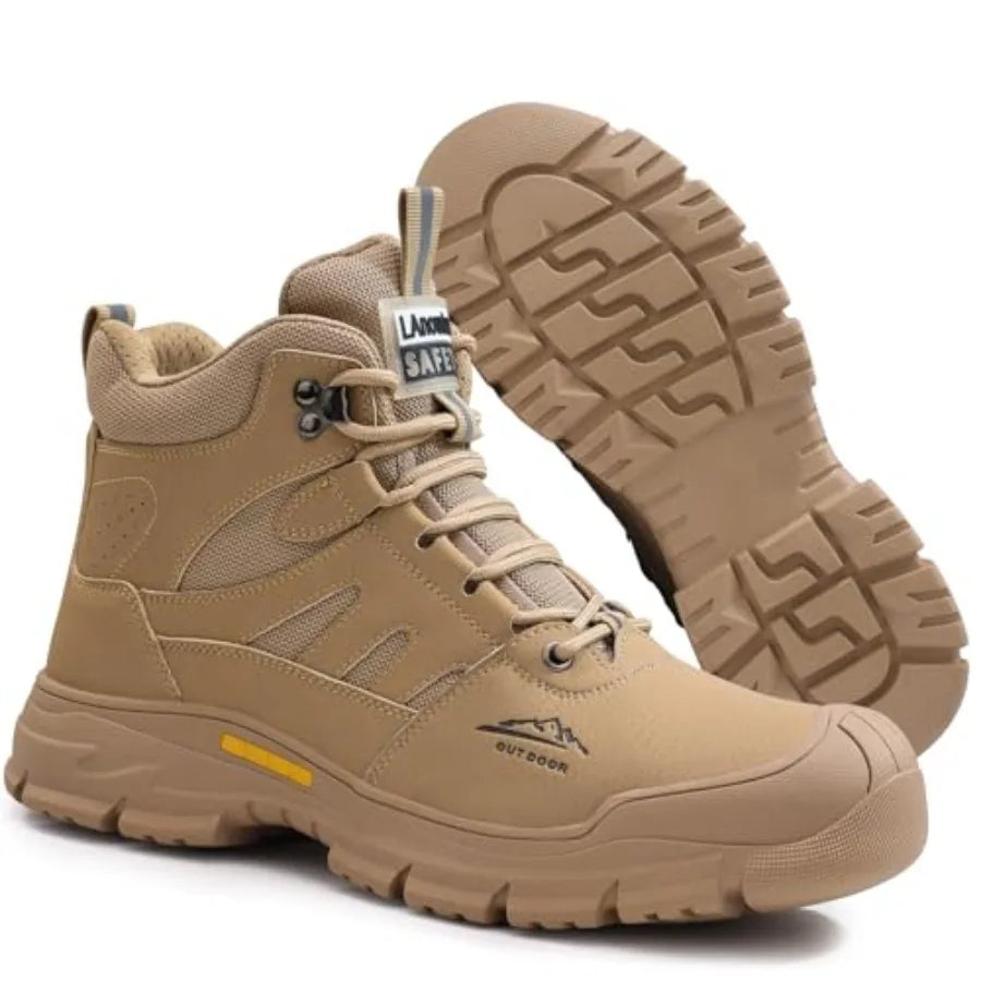 Steel Toe Boots for Men Indestructible High Top Work Shoes for Men Comfortable Safety Shoes Puncture Proof Hiking Construction