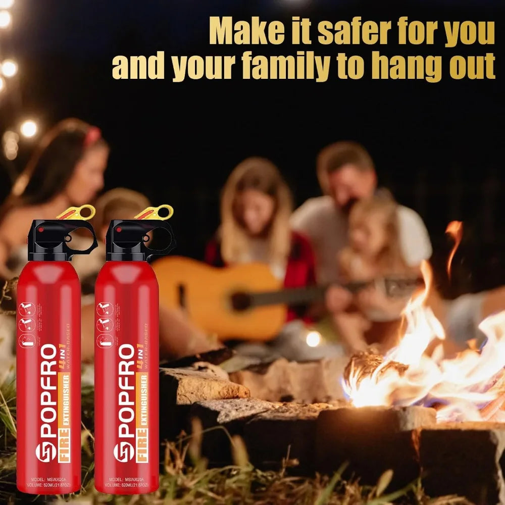 4-in-1 Small Fire Extinguisher for Home, Garage, Kitchen, Car | Non-Toxic, Easy Clean, Wall Mount Included