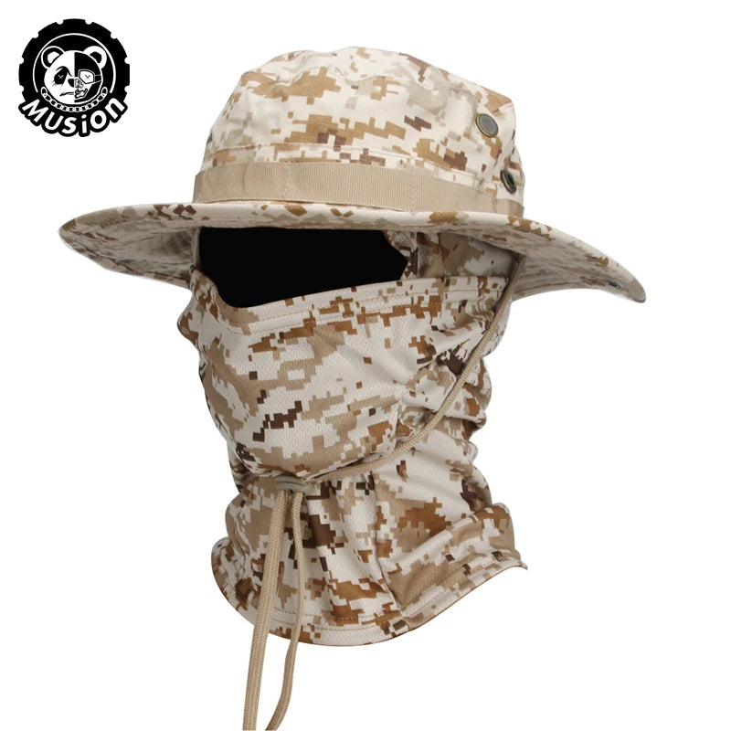 Boonie Hat Balaclava Hat Suit Foldable Hat Sun Protection Fishing Cap Breathable Fisherman Outdoor Hunting Fishing Wide H