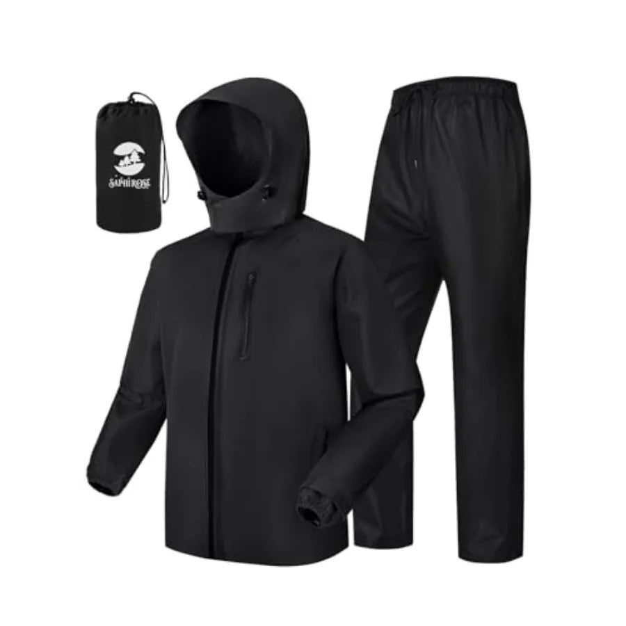 SaphiRose Men's Waterproof Rain Gear 2pcs/set Packable Rain Suit for Working Fishing