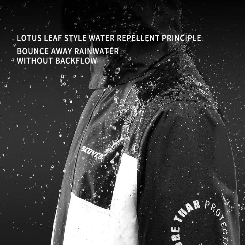 SCOYCO Motorcycle Raincoat Suit Men Rainstorm Prevention Split Rain Jacket Pants Camping Hiking Fishing Motorbike Rider Raincoat