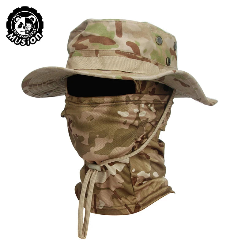 Boonie Hat Balaclava Hat Suit Foldable Hat Sun Protection Fishing Cap Breathable Fisherman Outdoor Hunting Fishing Wide H