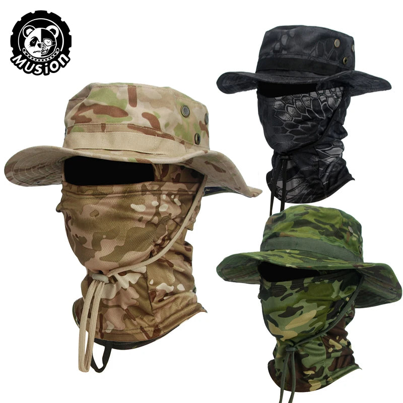 Boonie Hat Balaclava Hat Suit Foldable Hat Sun Protection Fishing Cap Breathable Fisherman Outdoor Hunting Fishing Wide H