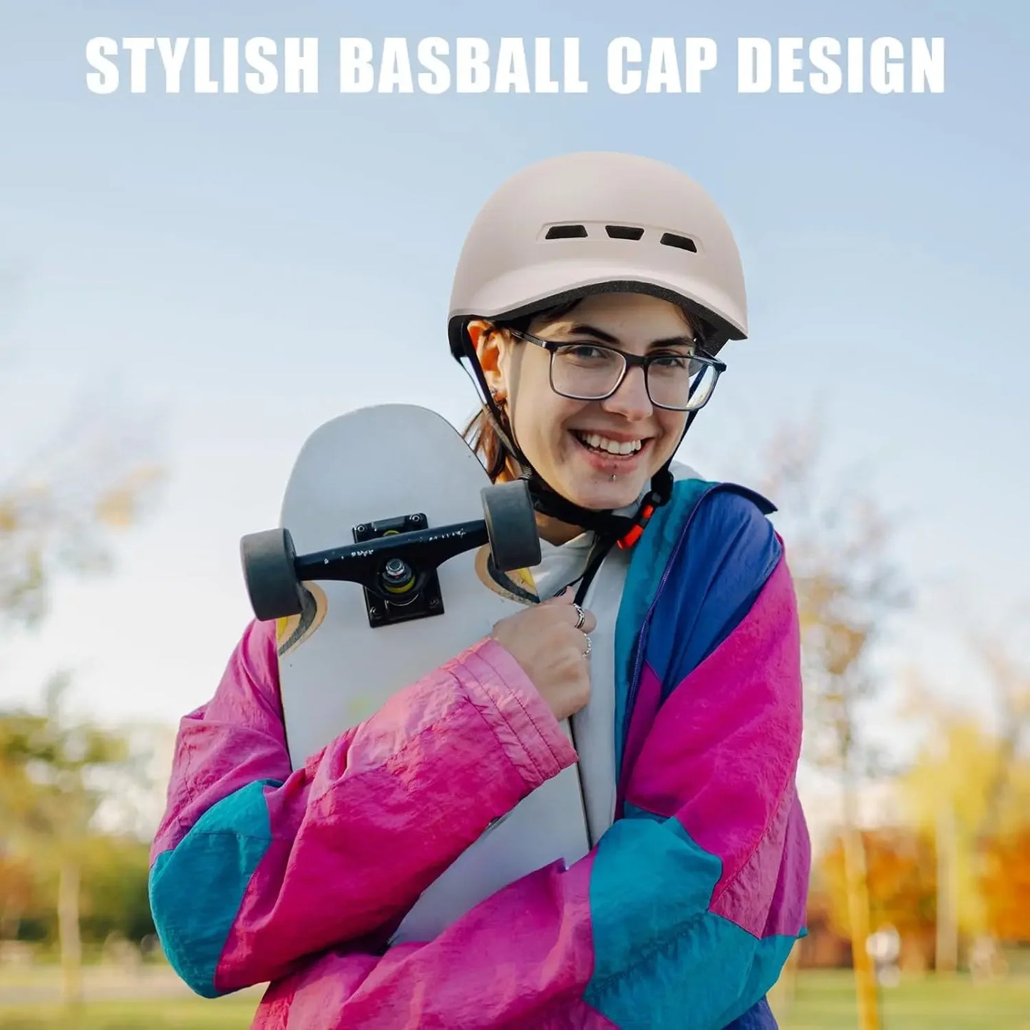 Bike Helmet, Motorcycle Helmet Man, Mountain Bikes - Men Women Adult Baseball Cap Style Lightweight Adjustable Cycling Helmet for Road Biking, Urban Commuter, Mountain Trails, Also Suitable for Motorcycle Riding (CPSC Certifi