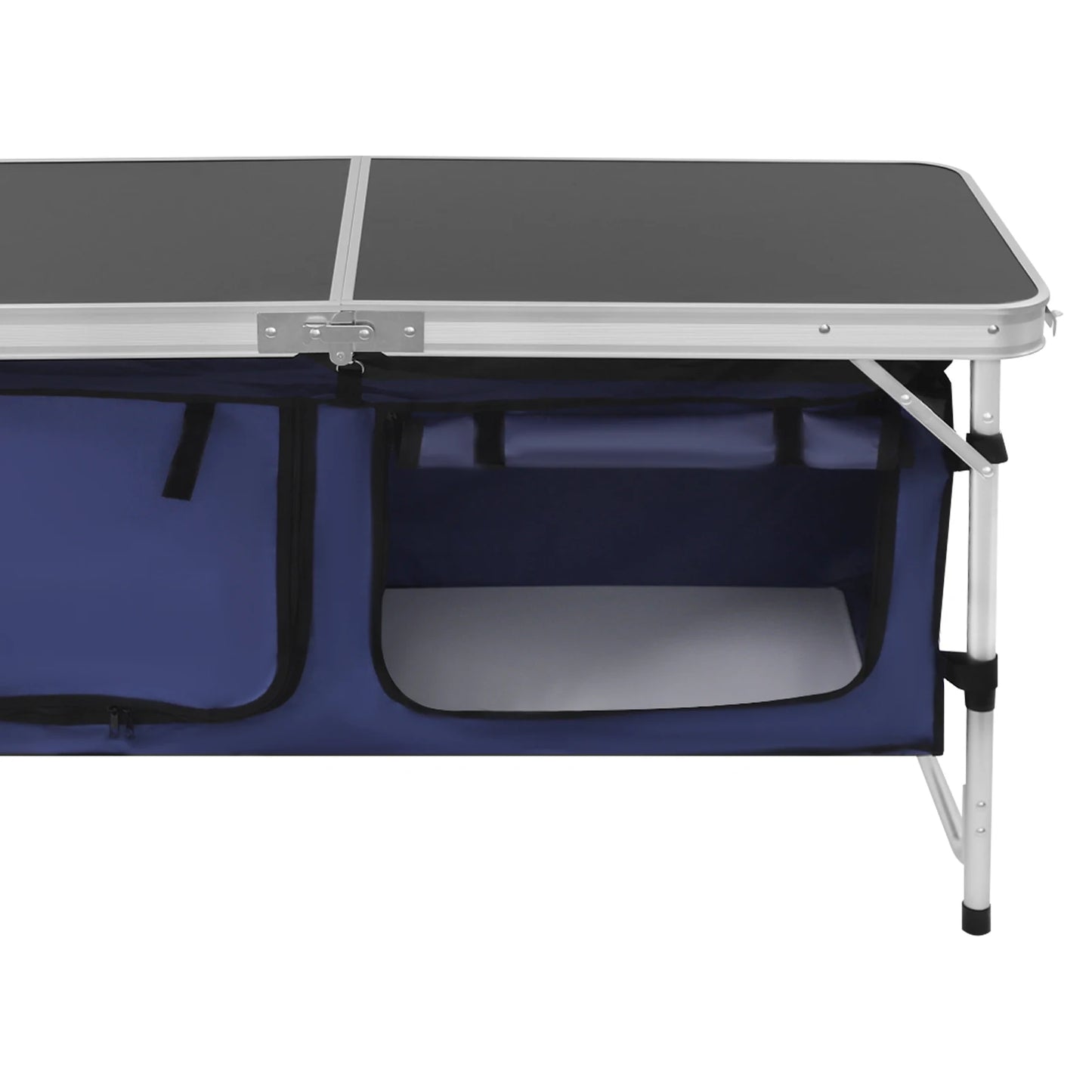 Folding Camping Table Adjustable 21.3-27.6in, Portable Aluminum Table with Storage, 77lbs Capacity for Outdoor