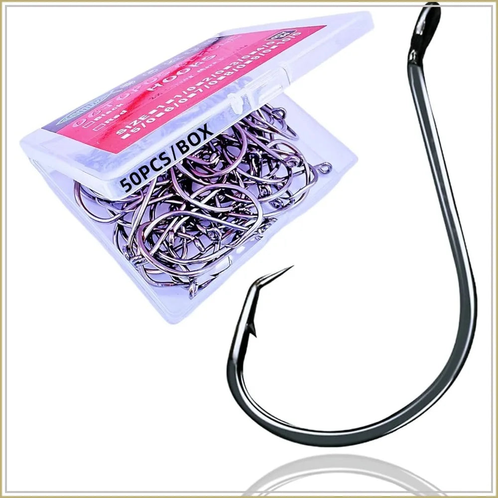 2X Strong Octopus Circle Hooks 50PCS for Saltwater Freshwater Fishing Catfish Bulk Set