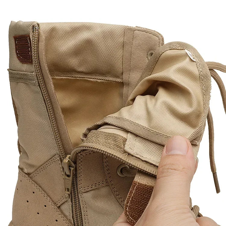 Side Zipper Military Outdoor Combat Tactical Boots Men Women Lightweight Summer Mesh Breathable Hiking Climbing Shoes 35-48 Size