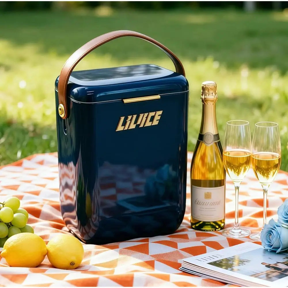 Portable Insulated Cooler with Ice Block, Compact Hard Cooler for Camping and Picnics, Holds 4 Wine Bottles - Ideal Gift for Win