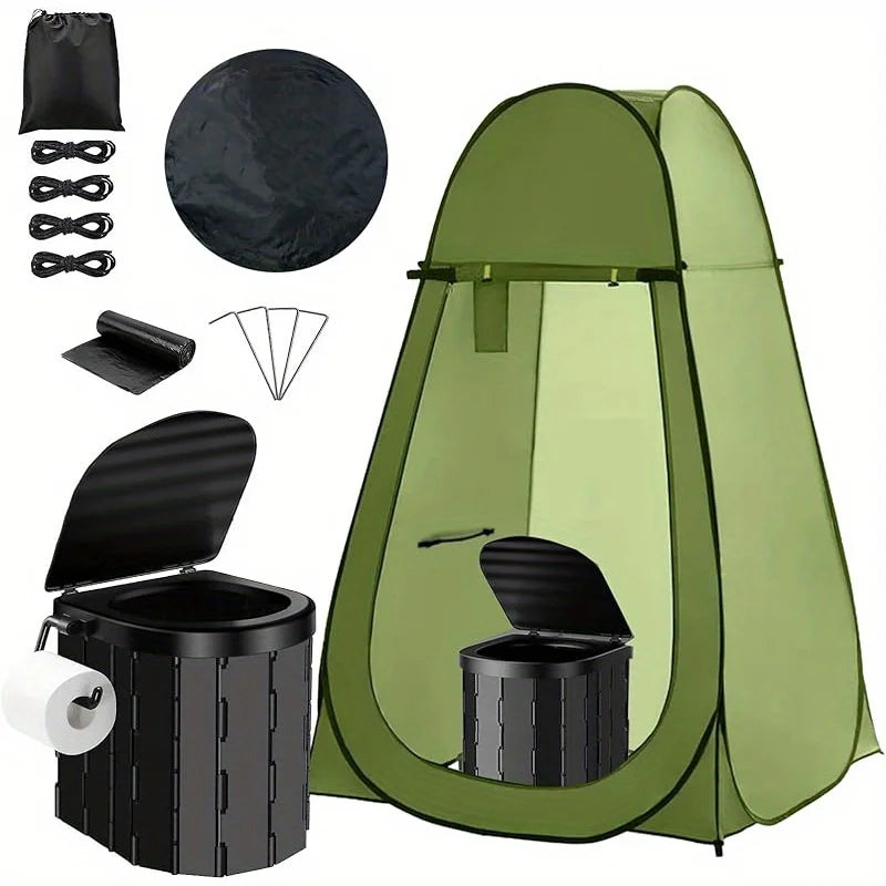 Portable Toilet and Privacy Tent for Adults, Pop Up Potty Tents Outdoor Portable Toilet for Camping with 12 Toilet Bags, Pop-up Tent for Toilet, Travel, Changing