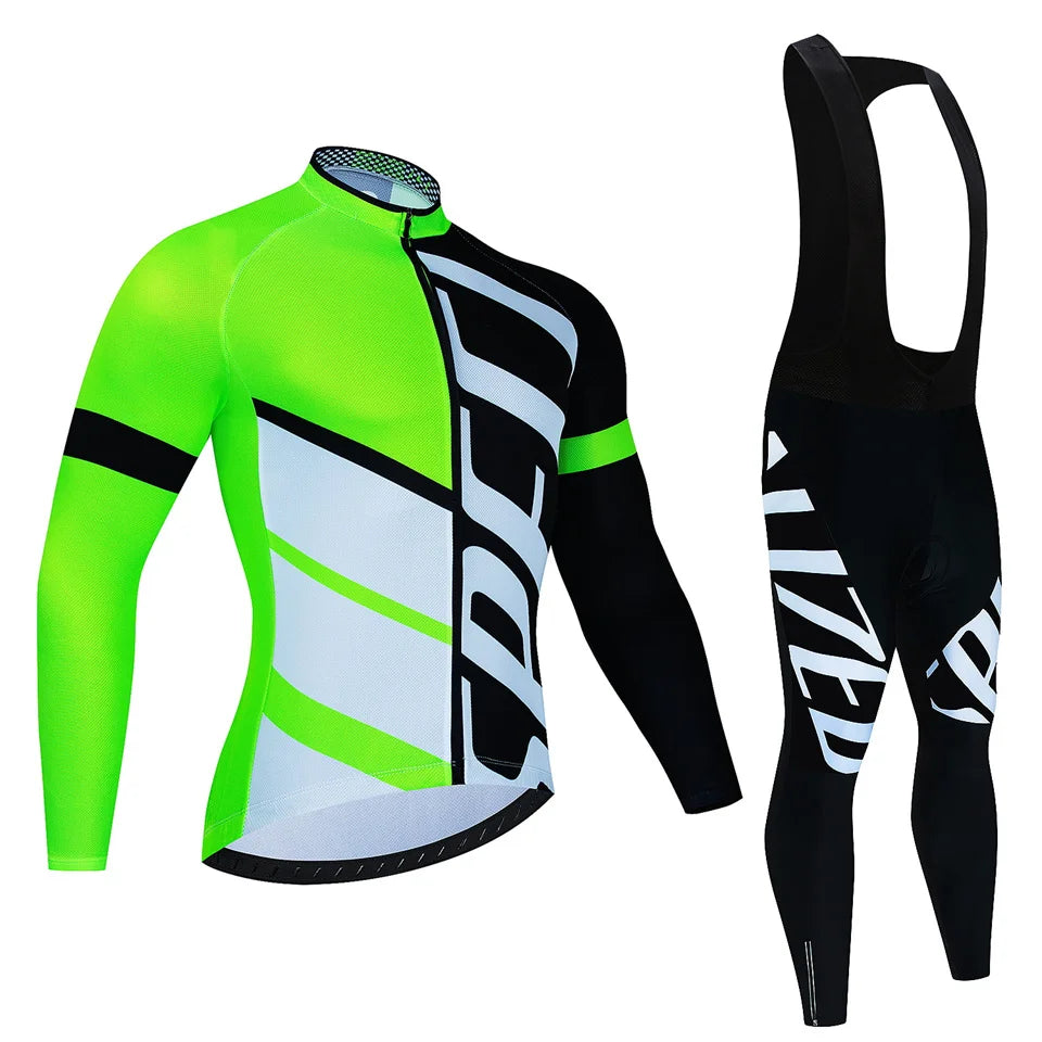 New Team Autumn Cycling Jersey Set Ropa Ciclismo Men Long Sleeve Bike Clothing MTB Maillot Road Bicycle Bibs Uniform