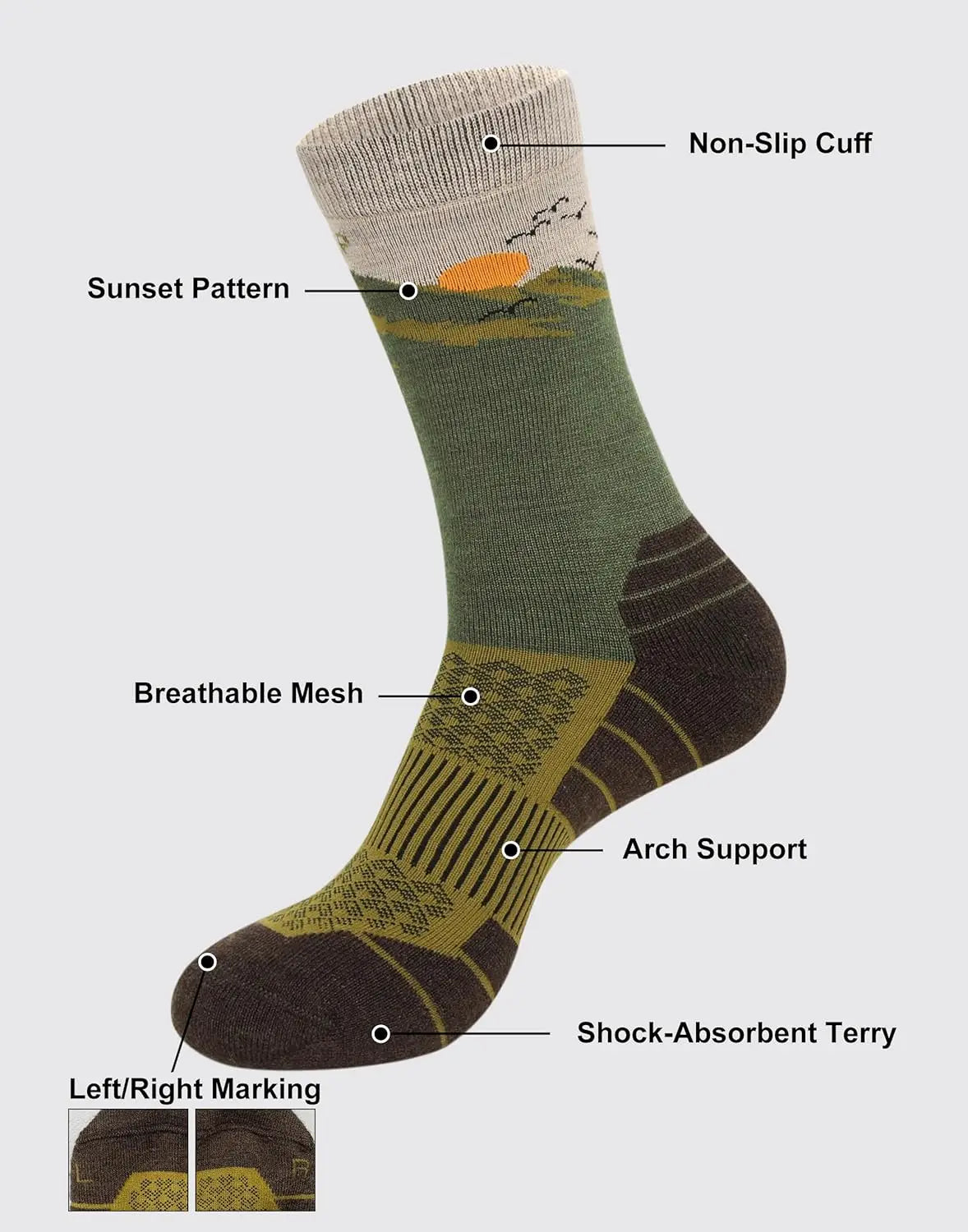 Pioneer Camp Merino Wool Hiking Socks for Men & Women Cozy Running Socks Cushioned Breathable Athletic Work Hunting - 3 Pairs