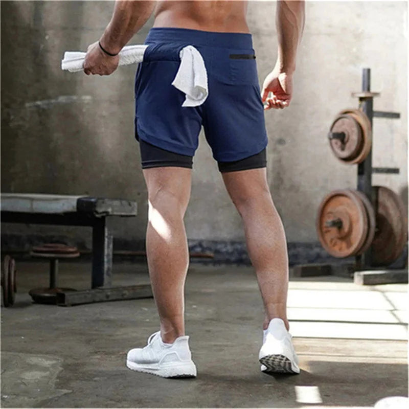 Running Shorts Polyester 2in1 Double Deck Camo Quick Dry Multi-Pocket Breathable Pants 1Pcs Men Casual Soft