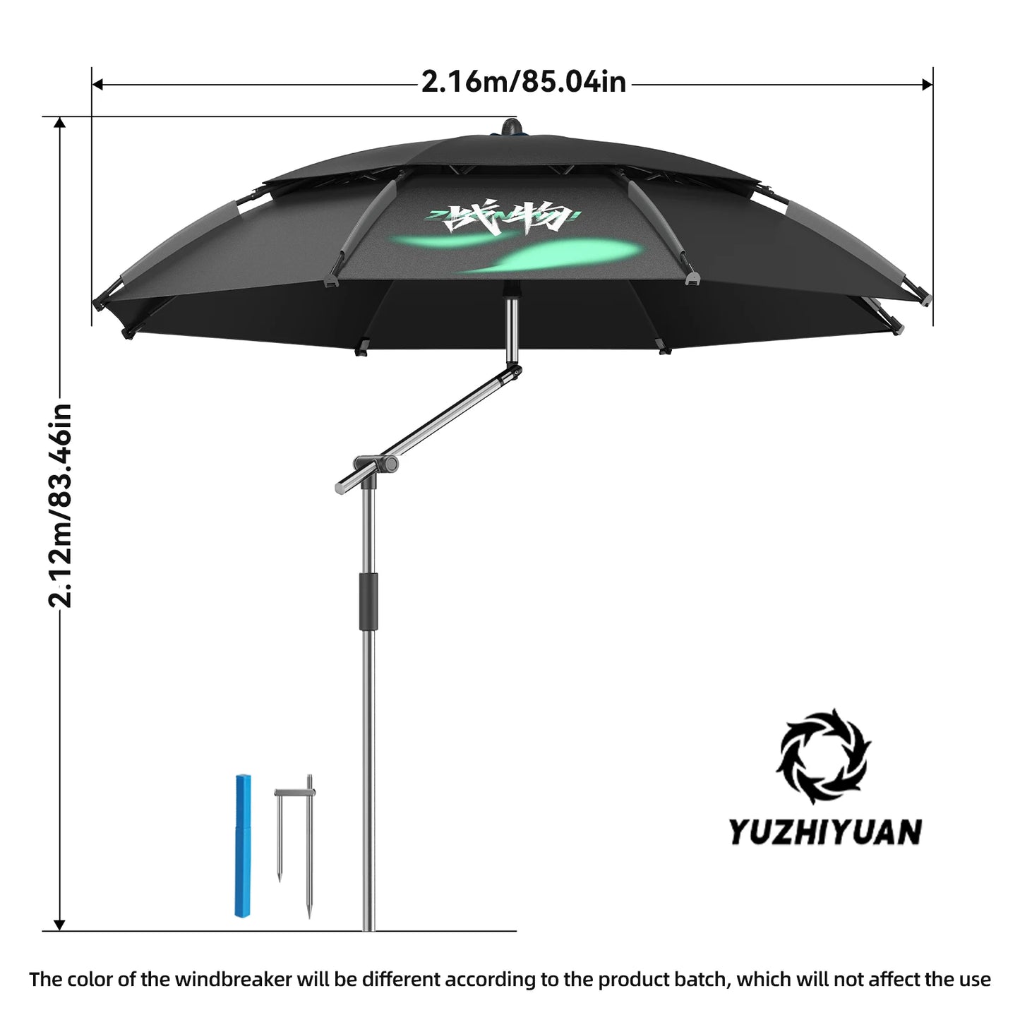 Large Foldable Fishing Umbrella | Beach Sun Umbrella UPF 50+Windproof Portable  Adjustable Durable for Sun Shade