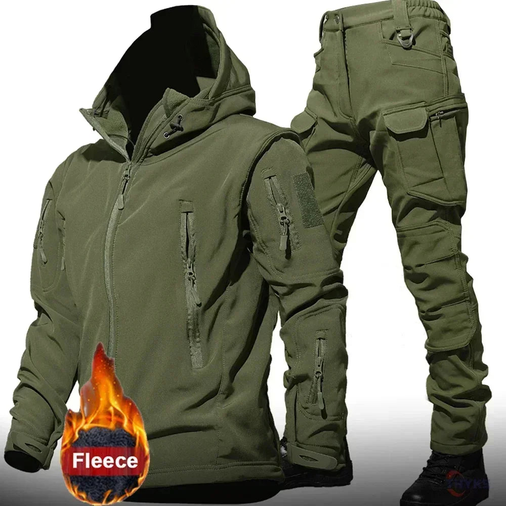 6XL TAD Tactical Men Hunting Hiking Fishing Explore Clothes Suit Camouflage Shark Skin Hunting Waterproof Hooded Jacket+Pants