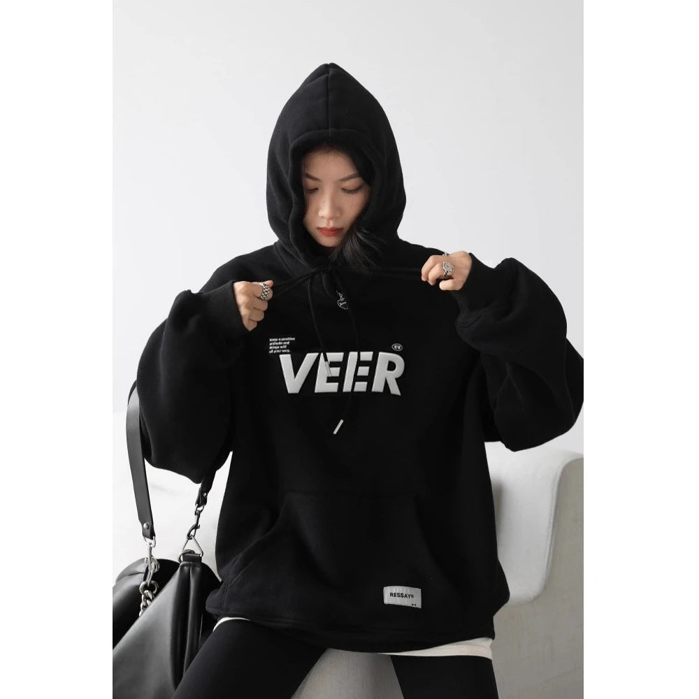 CHIC VEN New Women Sweatshirts Loose Casual Retro Hooded Plush Thick Oversized Female Jacket Pullover Coat Autumn Winter 2025
