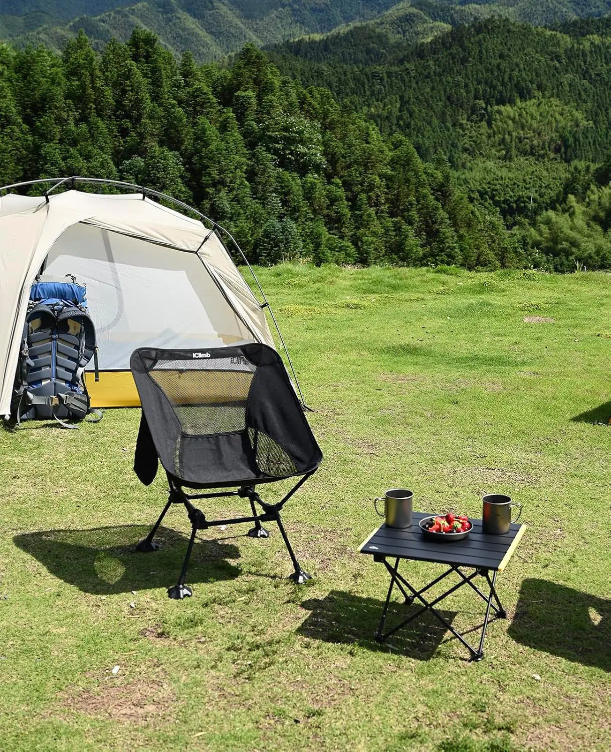 Ultralight folding camping table compact design with portable carry bag black small size