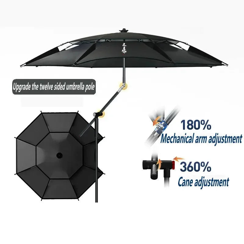 Fishing Umbrella Anti-UV Outdoor Sunshade Protector Waterproof Beach Umbrella Mechanical Arm Camping Backyard Large Parasol