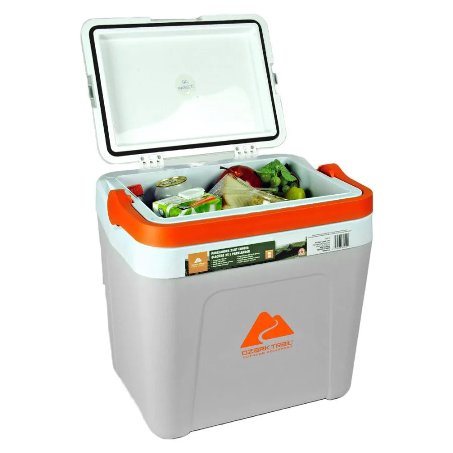 Parklander Ice Chest, 25L 26 qt Cooler for outdoor camping and tailgating, rotomolded polyethylene, black, crush-proof and bear