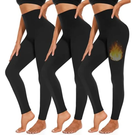 3 Pack Fleece Lined Leggings Women High Waisted Warm Winter Yoga Pants for Women Thermal Running Workout Leggings