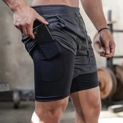 Running Shorts Polyester 2in1 Double Deck Camo Quick Dry Multi-Pocket Breathable Pants 1Pcs Men Casual Soft