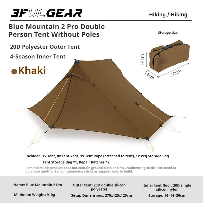 3F UL GEAR LanShan 2 Pro Roof Tent Ultralight Double Layer Tent for 2 Persons Outdoor Camping Hiking Trekking 3/4 Season