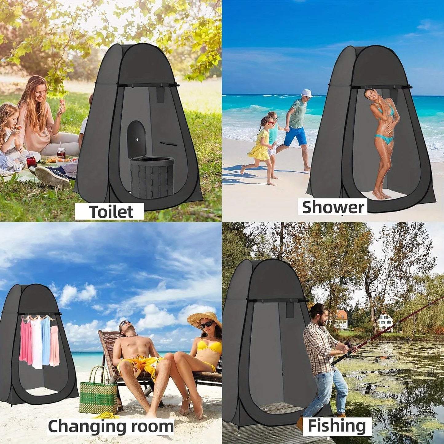Portable Toilet and Privacy Tent for Adults, Pop Up Potty Tents Outdoor Portable Toilet for Camping with 12 Toilet Bags, Pop-up Tent for Toilet, Travel, Changing