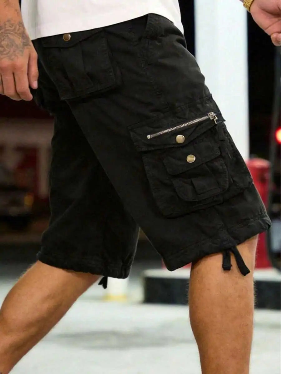 Men's Solid Color Cargo Shorts Cotton Washed Multi-Pocket Waist Lightweight Breathable For Daily Commute Outdoor Camping Beach