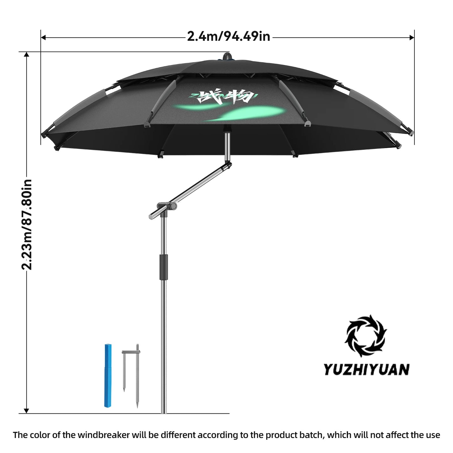 Large Foldable Fishing Umbrella | Beach Sun Umbrella UPF 50+Windproof Portable  Adjustable Durable for Sun Shade