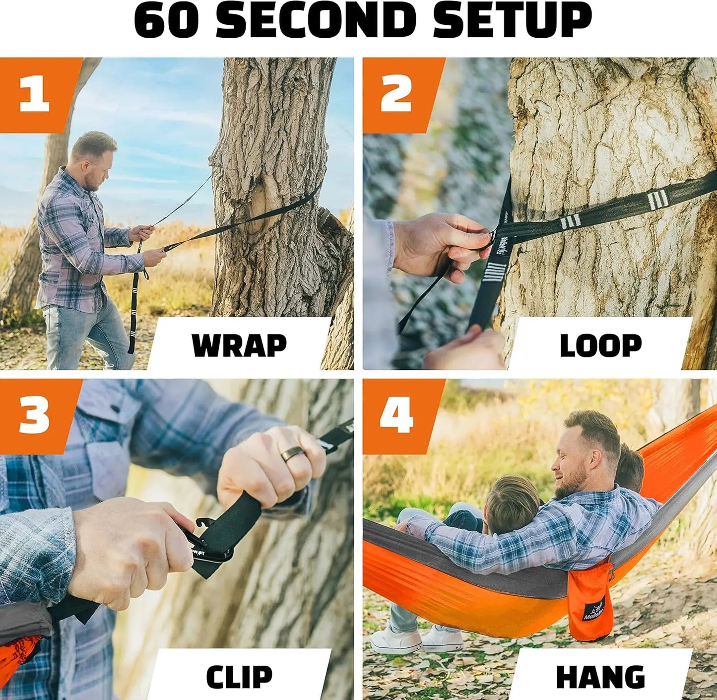 Camping Hammock for Adults & Kids - Portable Hammocks for Outside - Hamacas para Adultos Outdoor Single & Double Two 2 Person Ha