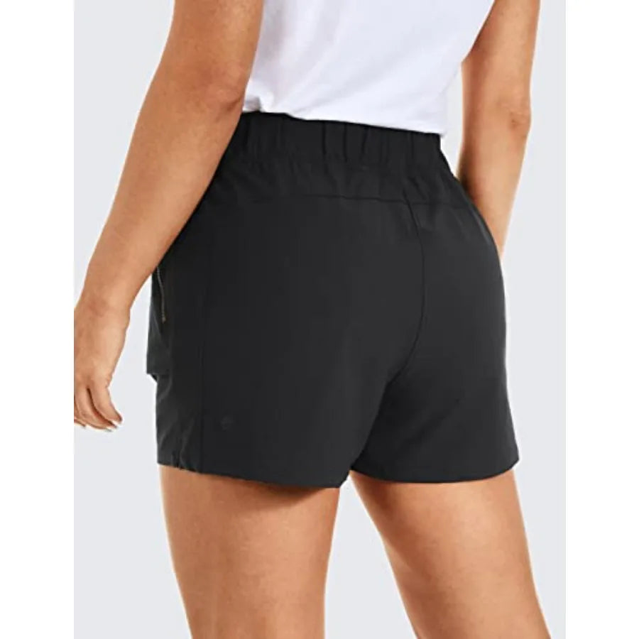 Women's Waterproof Stretch Hiking Shorts Mid Rise Summer for Outdoor Golf Workout with Zip Pockets Belt - 3