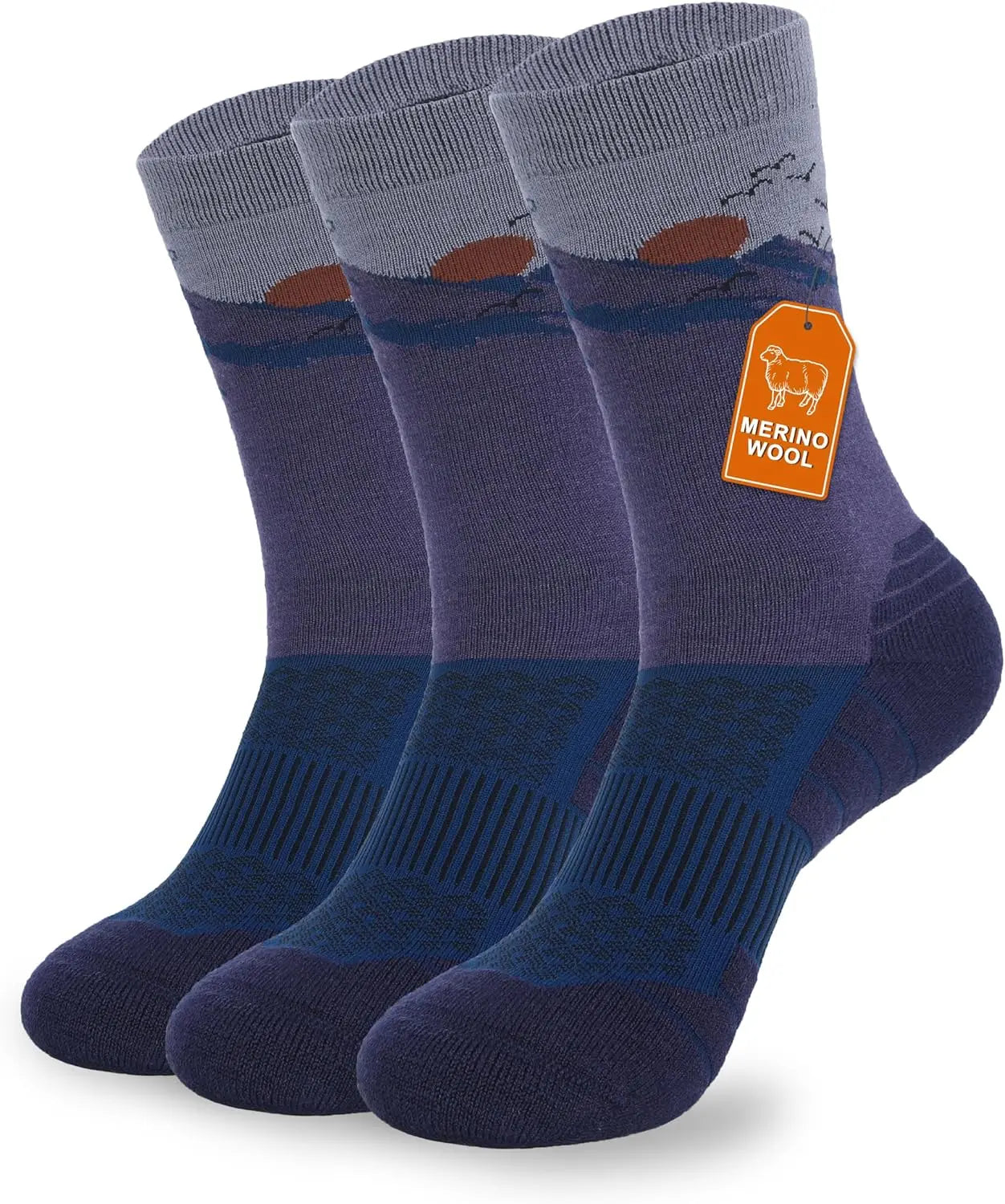 Pioneer Camp Merino Wool Hiking Socks for Men & Women Cozy Running Socks Cushioned Breathable Athletic Work Hunting - 3 Pairs