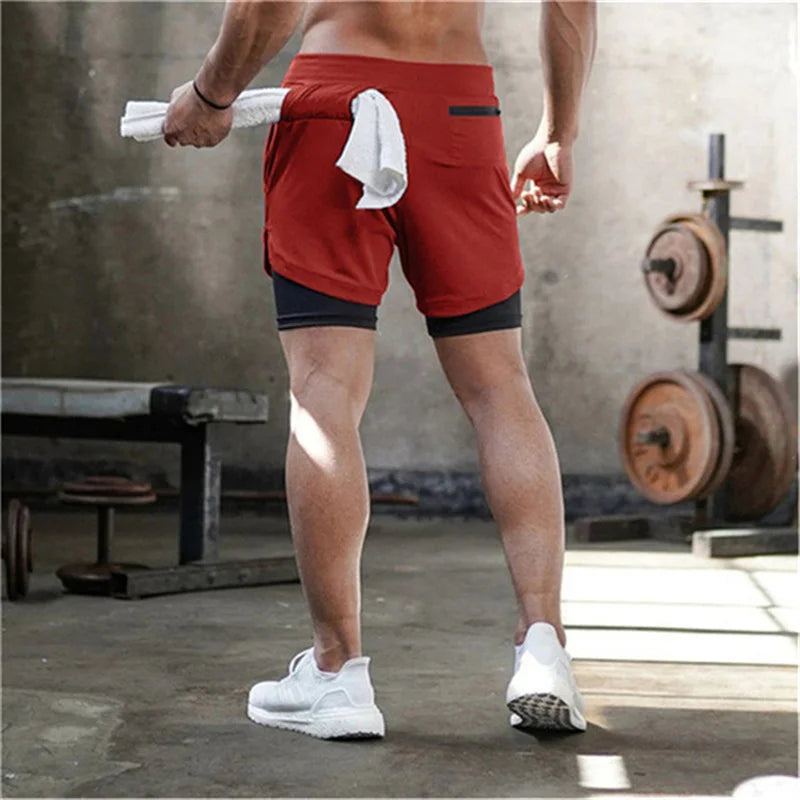 Running Shorts Polyester 2in1 Double Deck Camo Quick Dry Multi-Pocket Breathable Pants 1Pcs Men Casual Soft