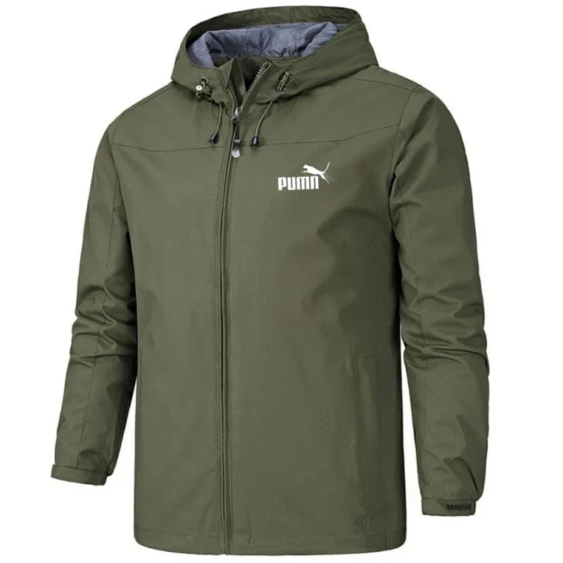 2026 New Men's Hooded Waterproof Jacket Windproof Lightweight Outdoor Camping Hiking Mountaineering Sports Long Sleeve Coat