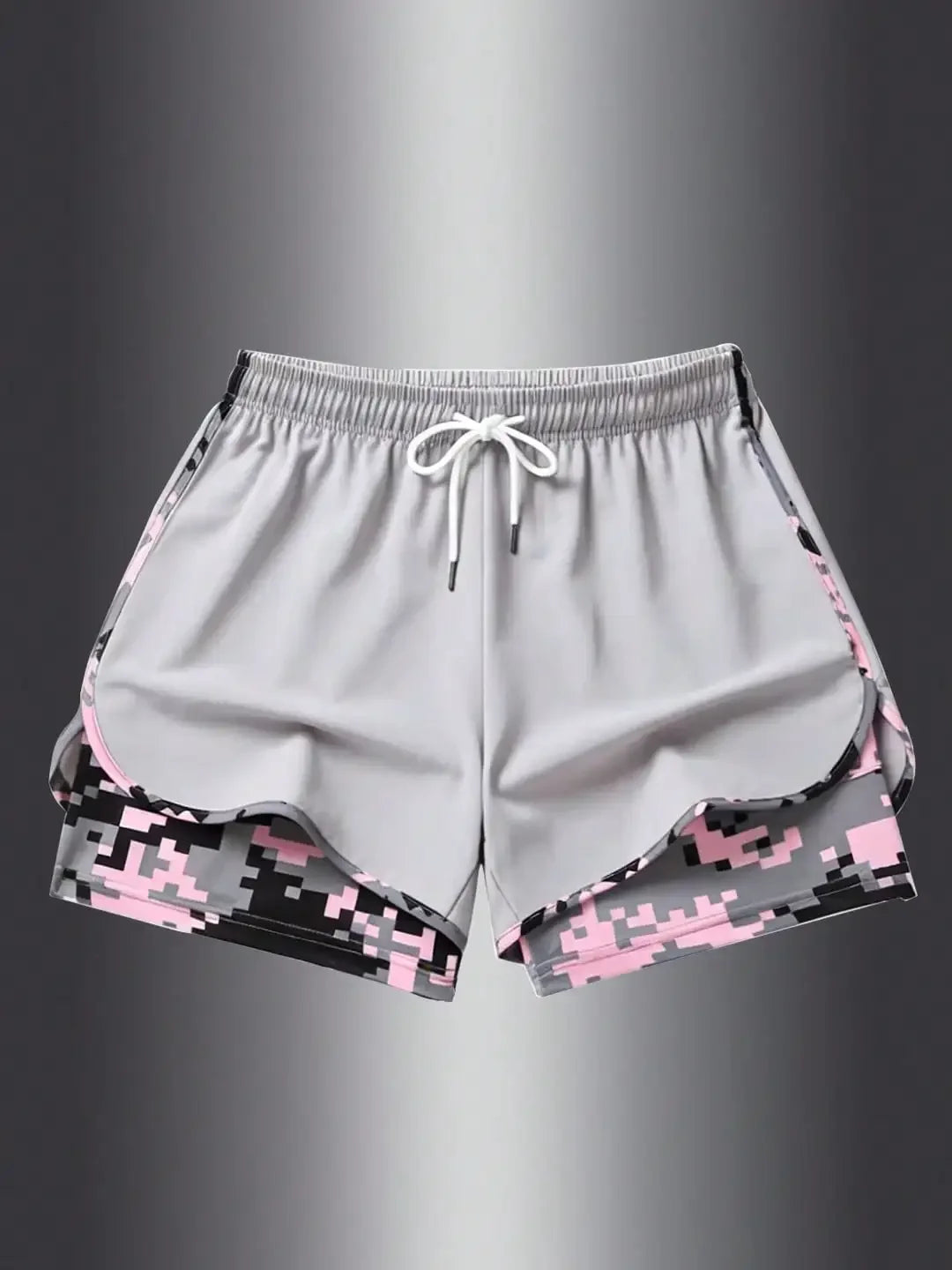 Women's Spring/Summer Drawstring Waist Double-Layer Sports Shorts, Fashionable Casual Athletic Shorts Suitable For Hiking