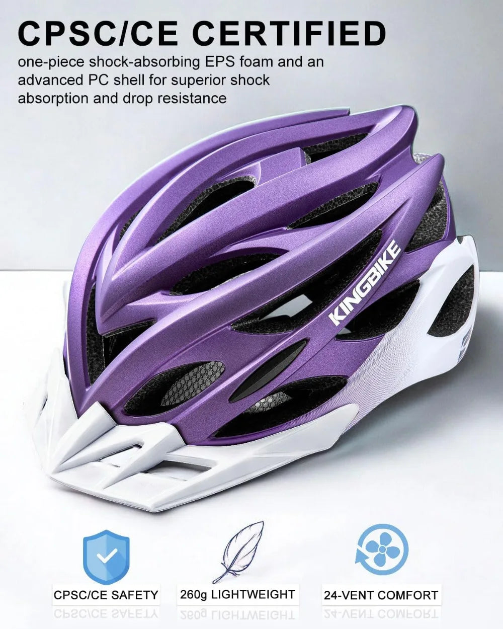 Bike Helmet for Adults Youth Road Commute Mountain Cycling with USB Light, Lightweight 20.4-23.6in