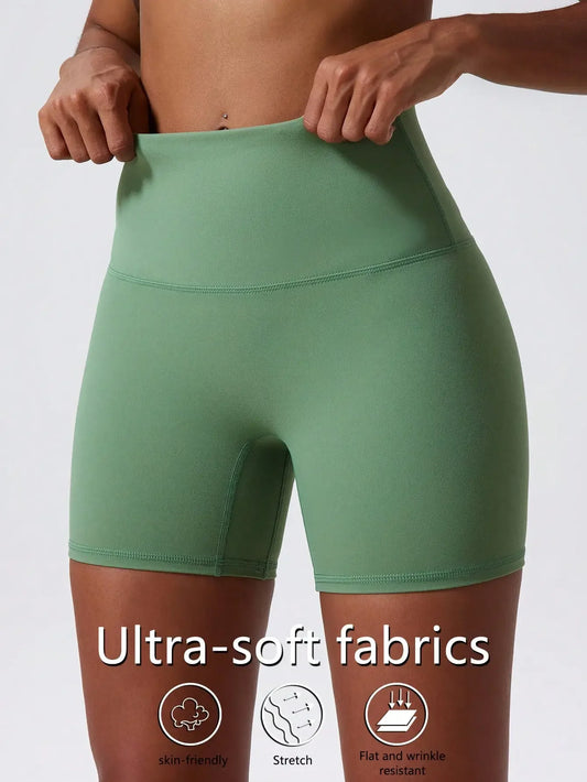 1 Piece High Stretch Nude Yoga Shorts Cycling Pants For Running Gym Cycling Sports Women Sweat Absorbent Breathable Tight Shorts