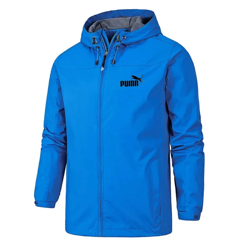 2026 New Men's Hooded Waterproof Jacket Windproof Lightweight Outdoor Camping Hiking Mountaineering Sports Long Sleeve Coat