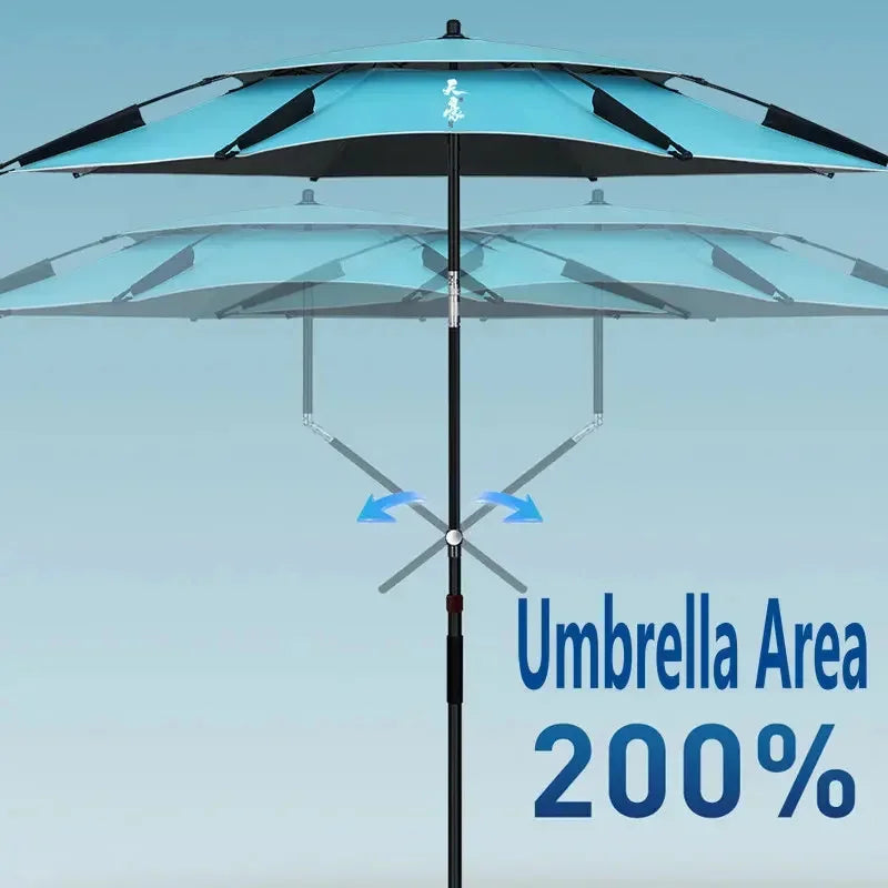 Fishing Umbrella Anti-UV Outdoor Sunshade Protector Waterproof Beach Umbrella Mechanical Arm Camping Backyard Large Parasol